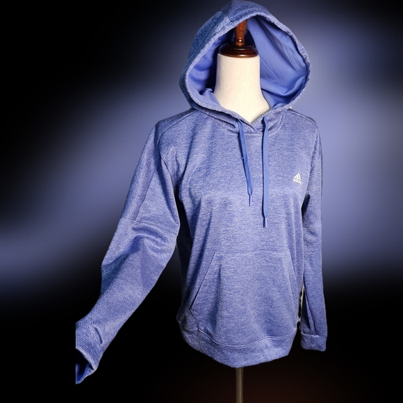 Kids Girls Womans Adidas Blue Purple Performance Hoodie Large Size 16 18 Hooded - Picture 1 of 9